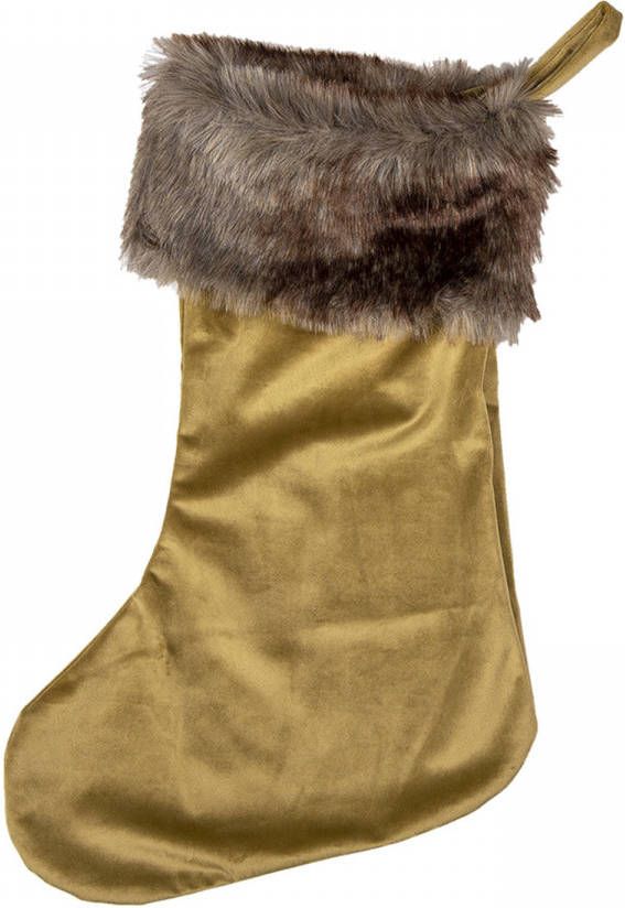 Clayre & Eef Kerstsok 45 Cm Bruin Synthetisch Kerstsok Hanger Kerst Decoratie Bruin Kerstsok Hanger Kerst