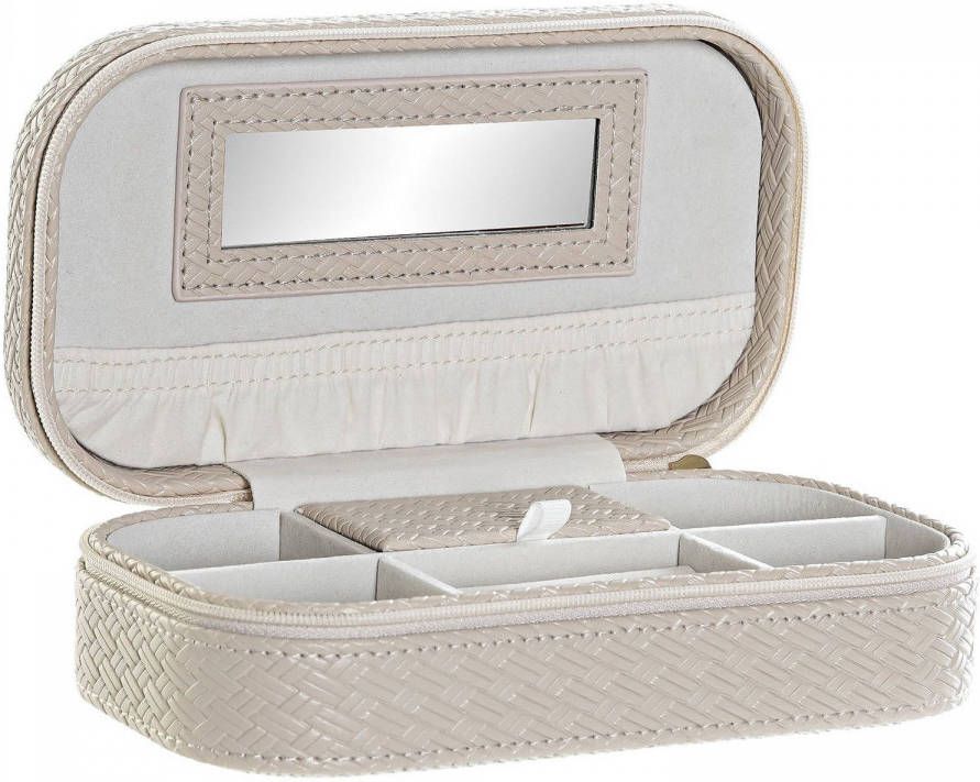 Items Sieraden/juwelen Etui Beige Van Stof 18, 5 X 10 X 5 Cm Sieradendozen