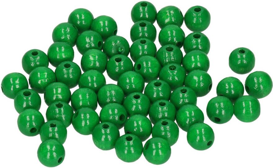 Rayher Hobby 52x Stuks Grasgroene Houten Kralen 10 Mm Hobbykralen