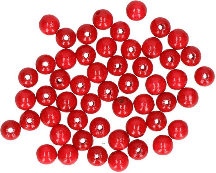 Rayher Hobby 52x Stuks Rode Houten Hobby Sieraad Kralen 10 Mm Hobbykralen