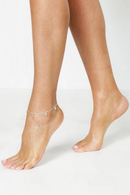boohoo Los Enkelkettinkje Met Steentjes, Zilver