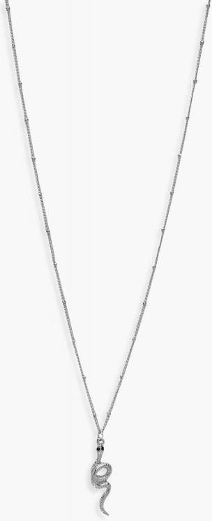 boohoo Slangen Ketting Met Steentjes, Zilver