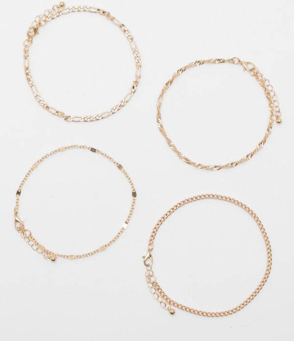 boohoo Enkelkettinkjes(4 Stuks ), Gold
