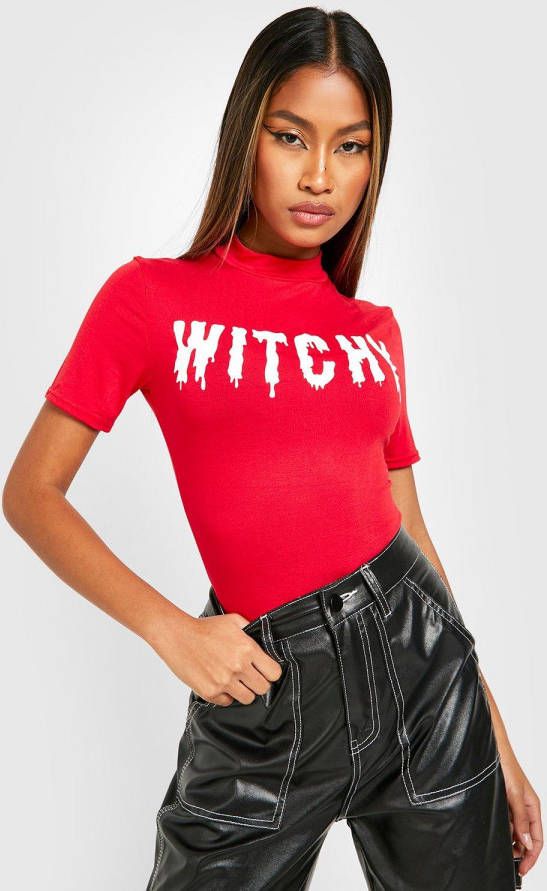 boohoo Halloween Heksen One Piece Met Korte Mouwen, Red