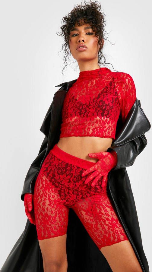 boohoo Kanten Halloween Fietsbroekje, Red