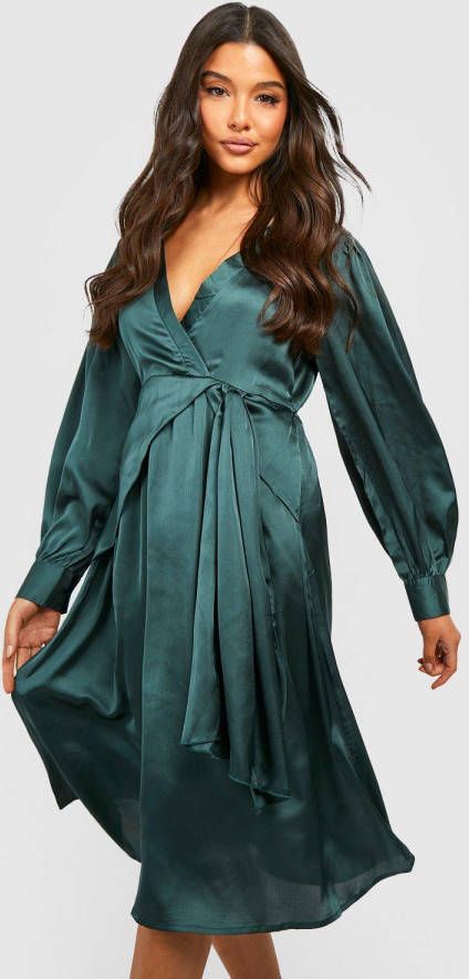 boohoo Midi Skater Jurk, Bottle Green