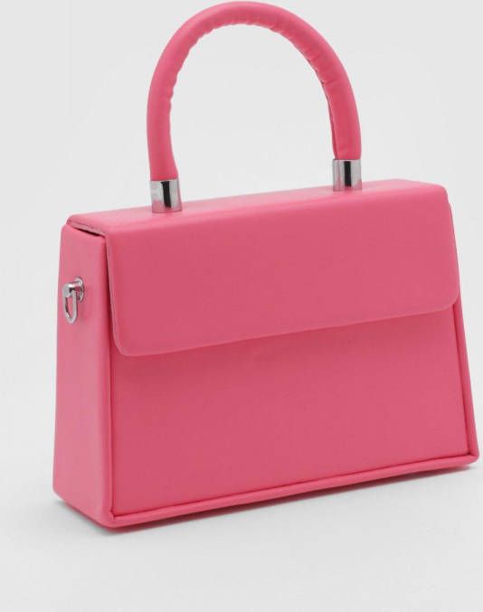 boohoo Mini Handtas Met Structuur En Ketting Detail, Pink