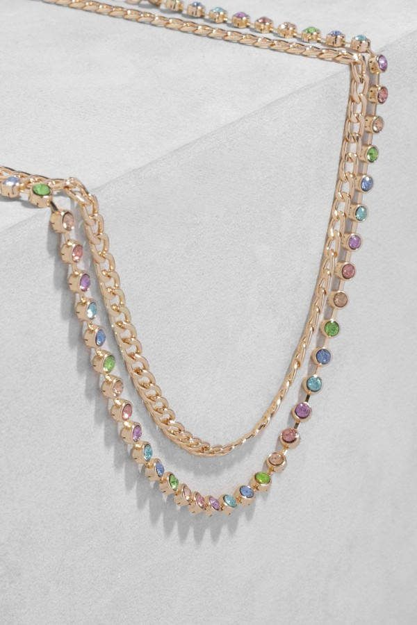 boohoo Regenboog Chokers Met Steentjes(2 Stuks ), Multi