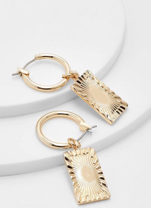 boohoo Sunray Ronde Oorbellen Met Bedeltje, Gold