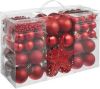 Tectake 84 kerstballen onbreekbaar met ketting en ster rood online kopen
