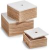 Zeller Present Opbergbox set van 3, hout, wit/naturel online kopen