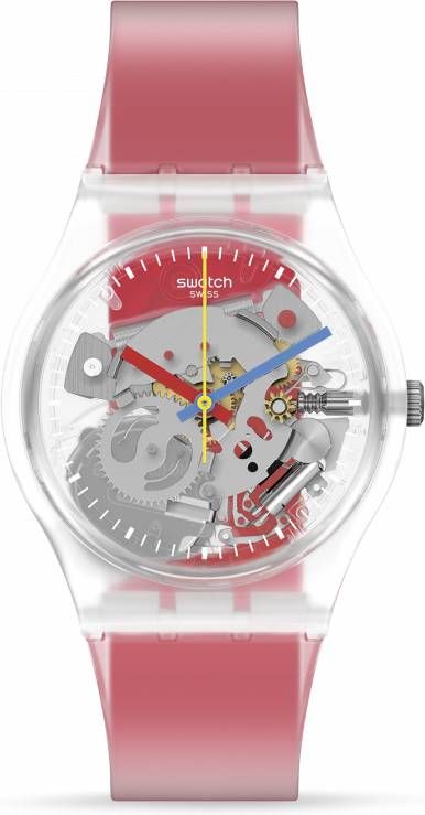Swatch CLEARLY RED STRIPED GE292