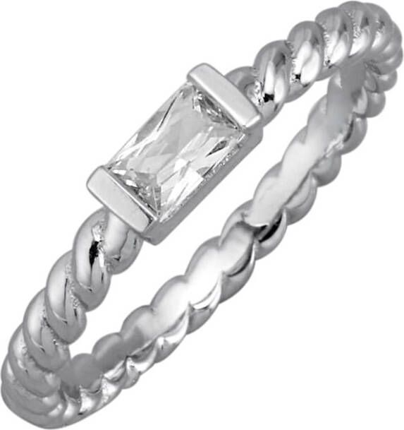 AMY VERMONT Damesring met 1 witte synth. zirkonia Zilverkleur