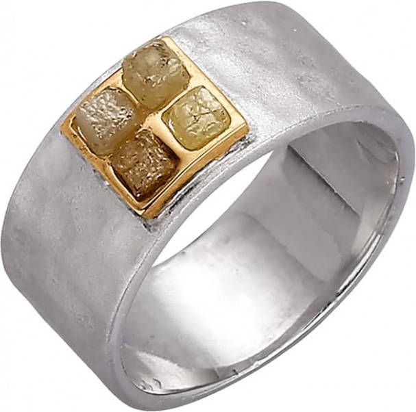 AMY VERMONT Damesring met ruwe diamant Zilverkleur