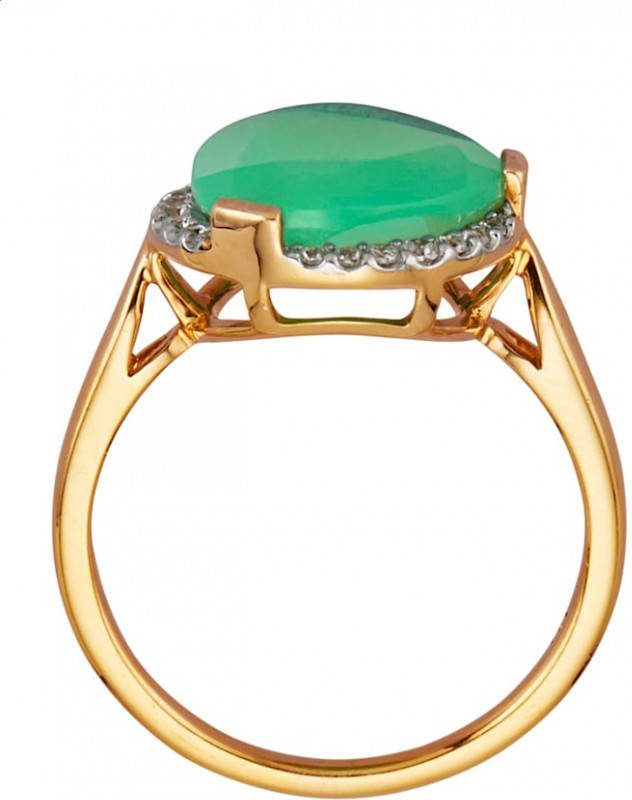 Gemondo Damesring met chrysopraas en witte topazen Goudkleur