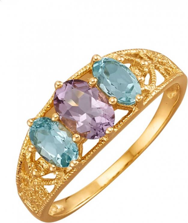 KLiNGEL Damesring met amethist en blauwe topazen Multicolor