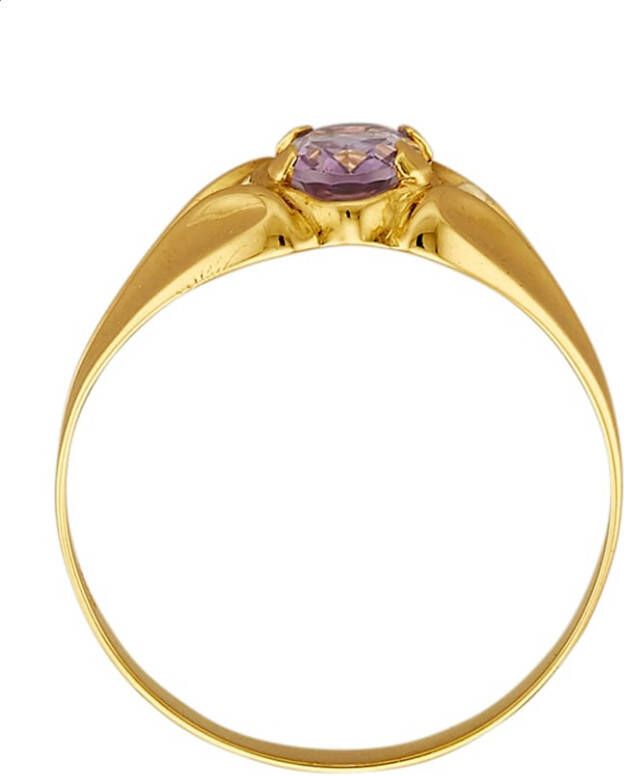 KLiNGEL Damesring met amethist en diamanten Goudkleur