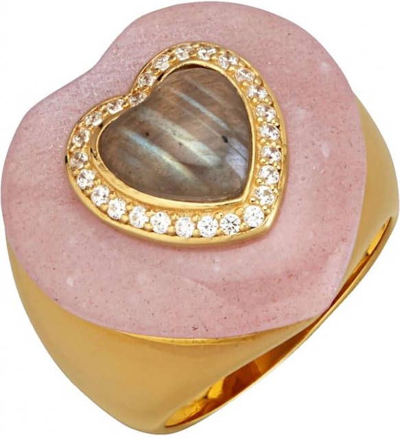 KLiNGEL Damesring met gekleurde steentjes Multicolor