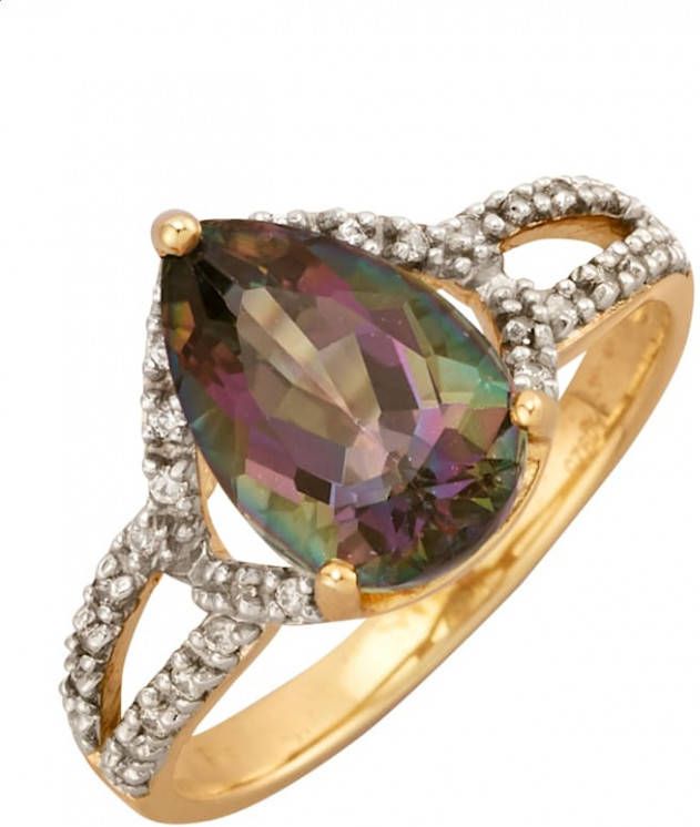 KLiNGEL Damesring met Mystic topaas en zirkonia Multicolor