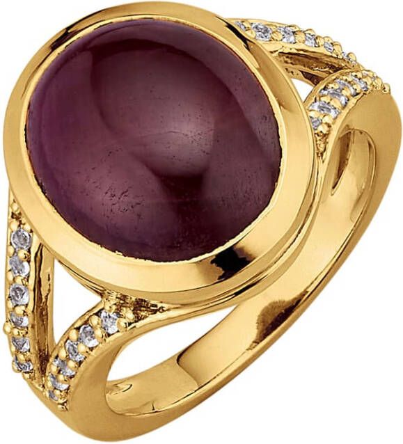 KLiNGEL Damesring met robijnen en wittopazen Paars