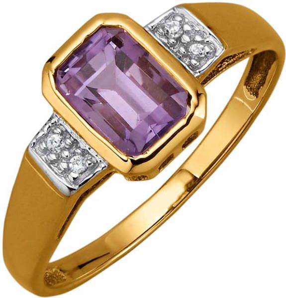 KLiNGEL Damesring met amethist en synth. zirkonia's Paars