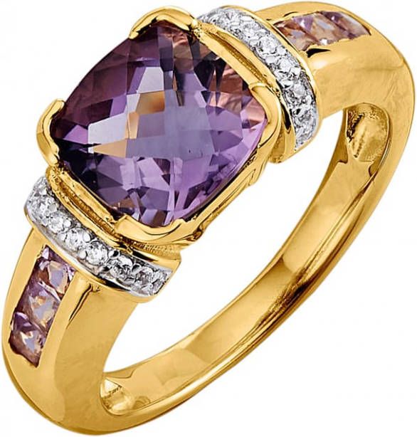 KLiNGEL Damesring met amethisten en witte synth. zirkonia's Paars