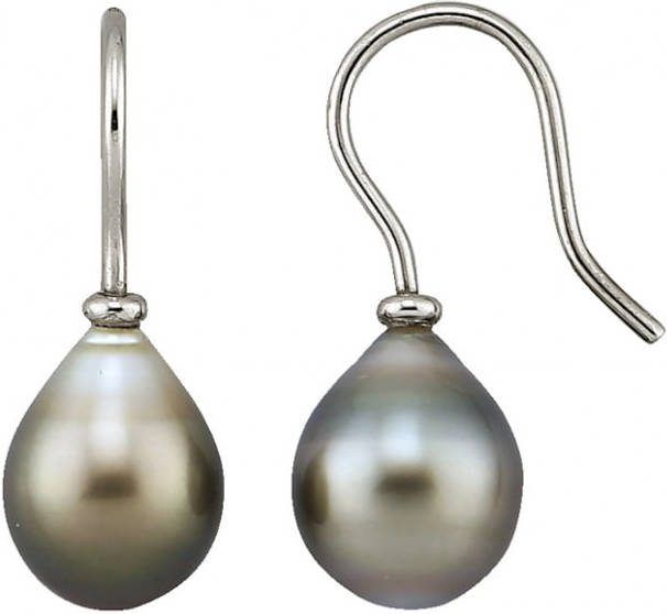 KLiNGEL Oorhangers met Tahiti cultivé parels met Tahiti zoetwaterparels, van echt zilver Zilverkleur