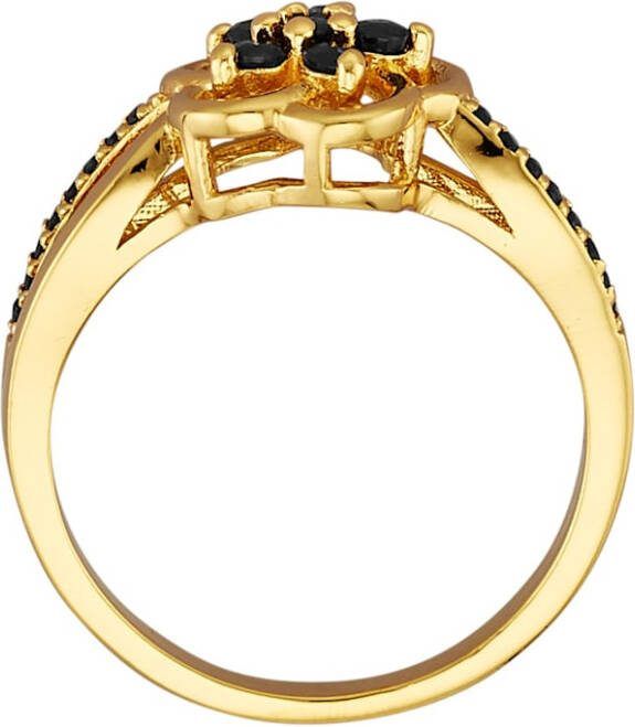 KLiNGEL Ring Bloem met saffieren Zwart