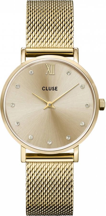 cluse Horloges Minuit Mesh Crystals Goudkleurig