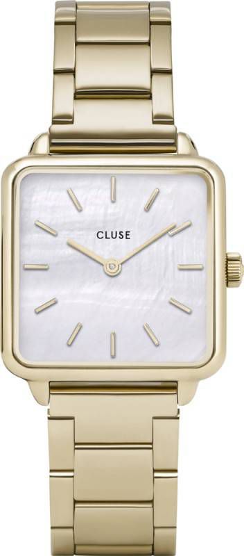 cluse Horloges La Tetragone Three Link Gold Wit