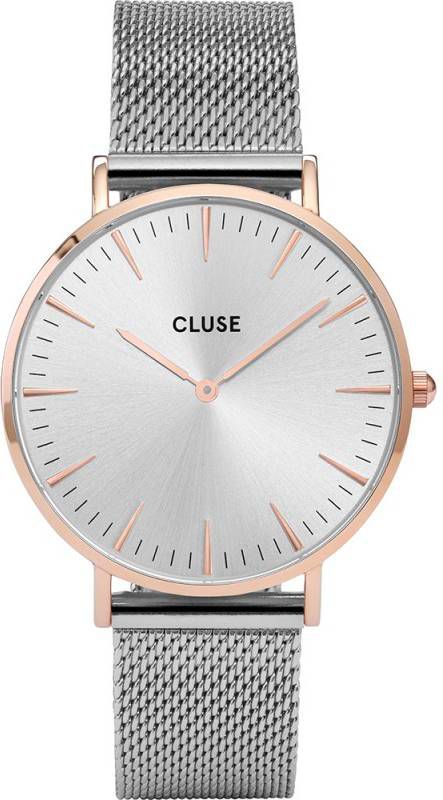 cluse Horloges Boho Chic Mesh Rose Gold Silver Zilverkleurig