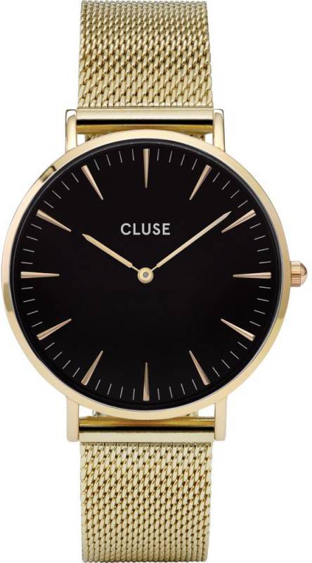 cluse Horloges Boho Chic Mesh Gold Plated Black Goudkleurig