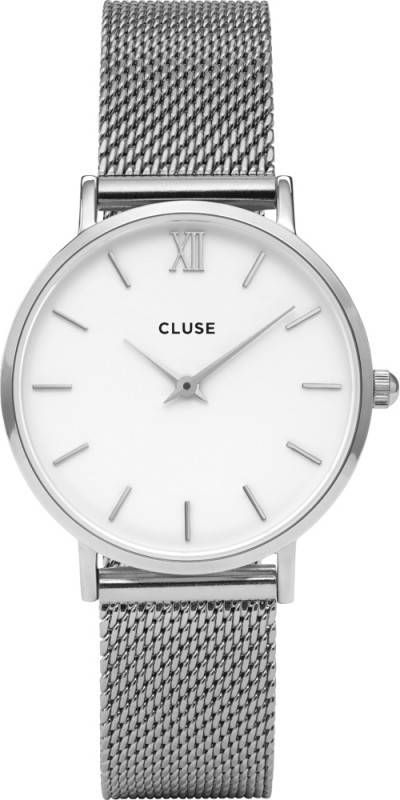 cluse Horloges Minuit Mesh Silver Colored White Zilverkleurig
