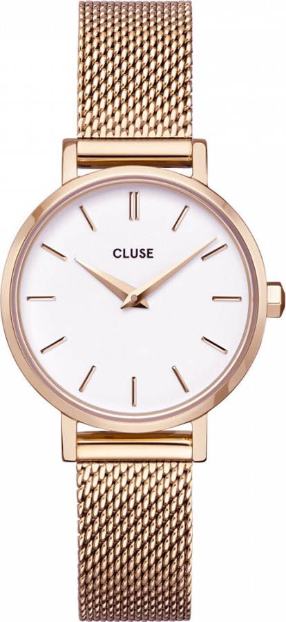 cluse Horloges Boho Chic Petite Mesh Rose Gold White Rosé, goudkleurig