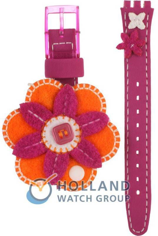 Swatch Standard Ladies Strap ALV112 LV112 Pink Flowers Horlogeband