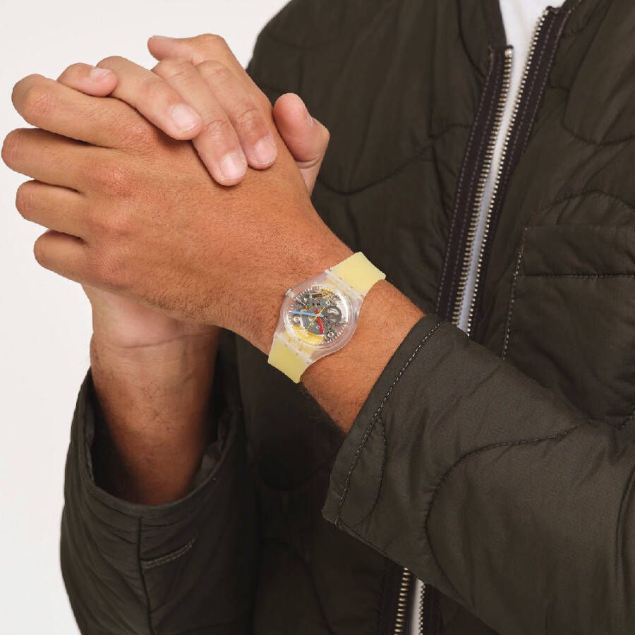 Swatch The Originals GE291 Clearly Yellow Striped horloge