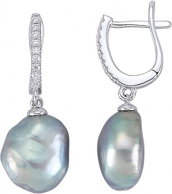 AMY VERMONT Oorbellen met Keshiparels Grijs