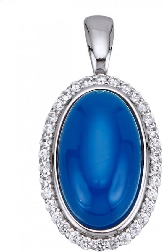 Diemer Farbstein Cliphanger met agaat cabochon en witte zirkonen Blauw