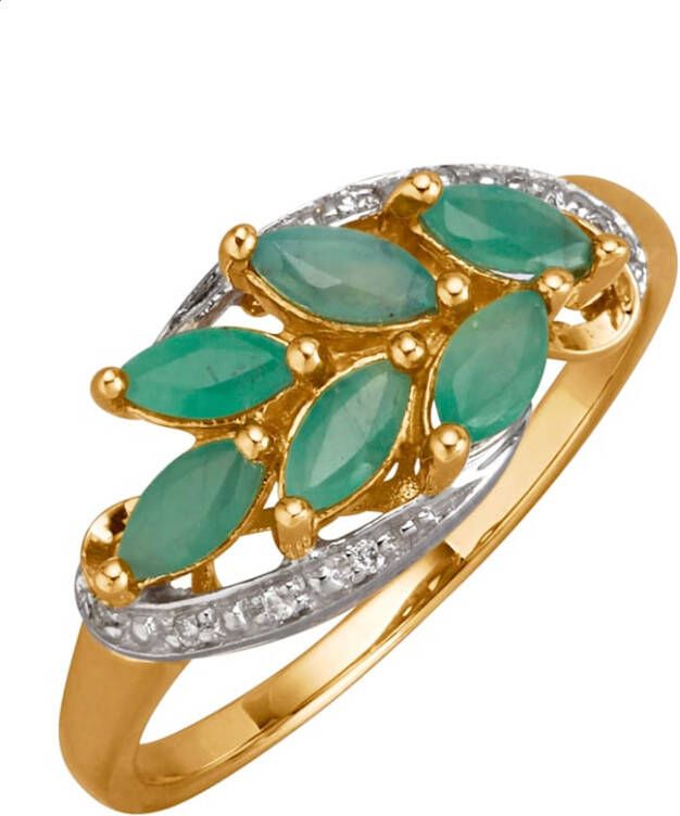 Diemer Farbstein Damesring met smaragden en diamanten Groen