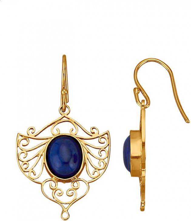 Diemer Farbstein Oorbellen met lapis lazuli cabochon Blauw