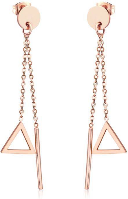 Cilla Jewels Dames oorhangers Edelstaal Staaf Driehoek Rose