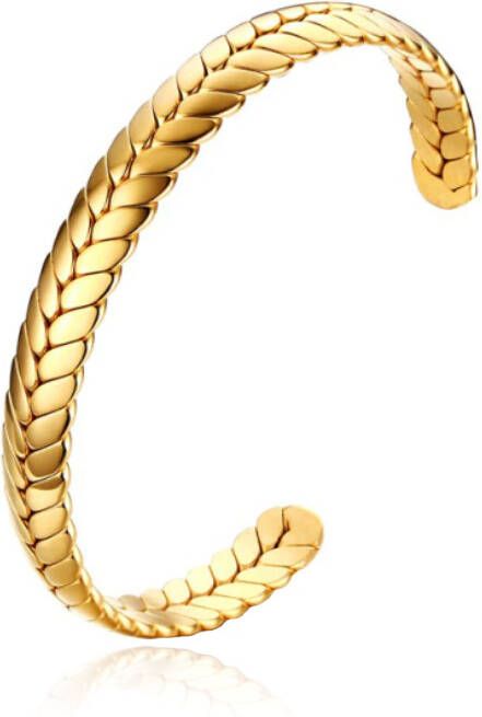 Cilla Jewels Damesarmband Edelstaal Goudkleurig Bangle Vlechtpatroon