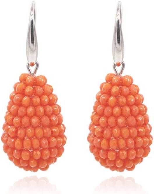 Cilla Jewels Druppel oorhangers Kristal Oranje