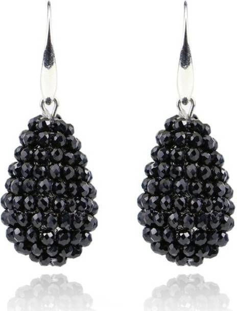 Cilla Jewels Druppel oorhangers Kristal Zwart