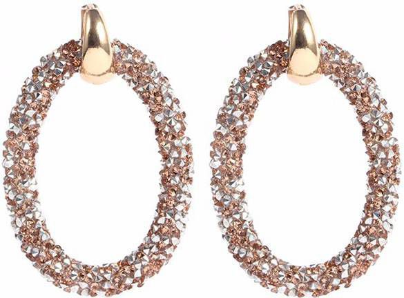 Cilla Jewels oorbellen Crystal Oval Gold Brown