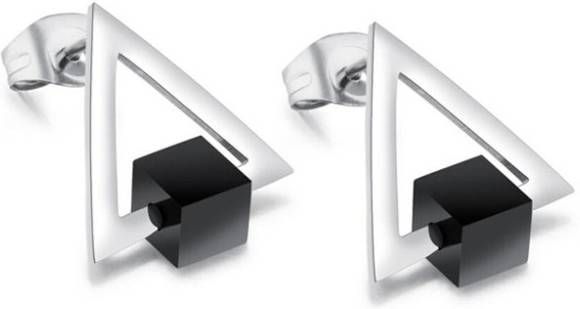 Cilla Jewels oorknoppen Edelstaal Triangle Verzilverd