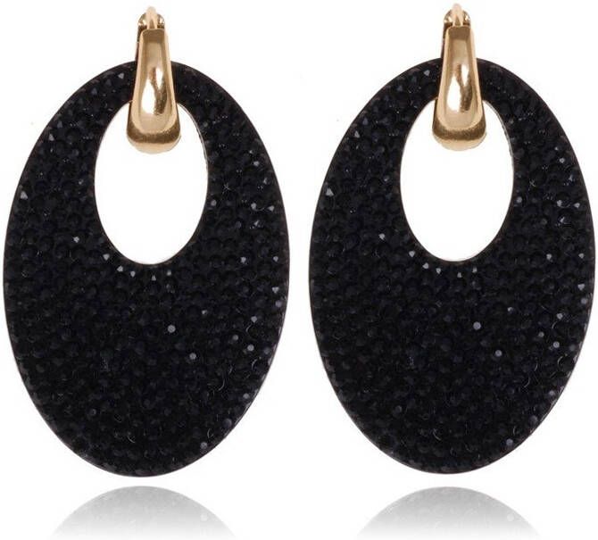 Cilla Jewels Ovale dames oorbellen Zwart Goudkleurig