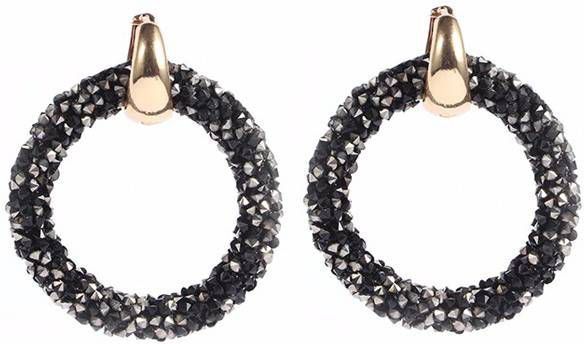 Cilla Jewels Ronde oorbellen Crystal Gold Black
