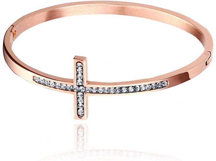 Cilla Jewels Rose Bangle Damesarmband Edelstaal met Steentjes en Kruis