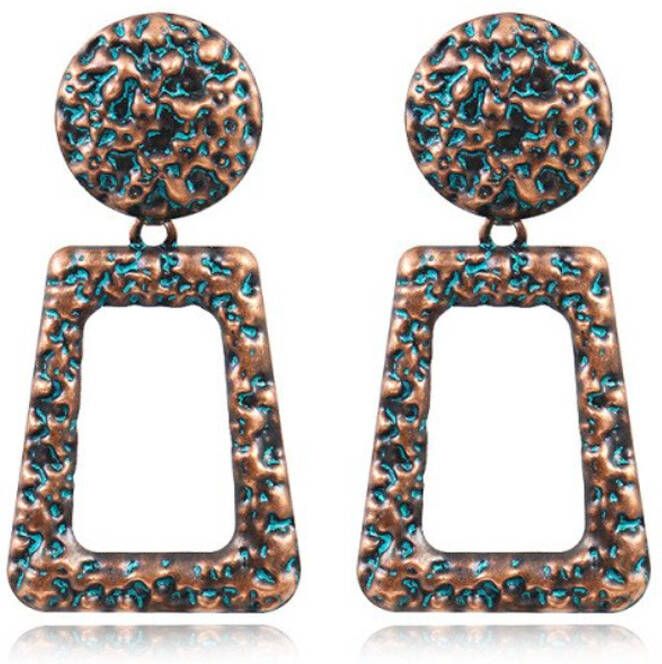 Deja Jewels Dames oorbellen of oorhangers bruin rond en rechthoekig